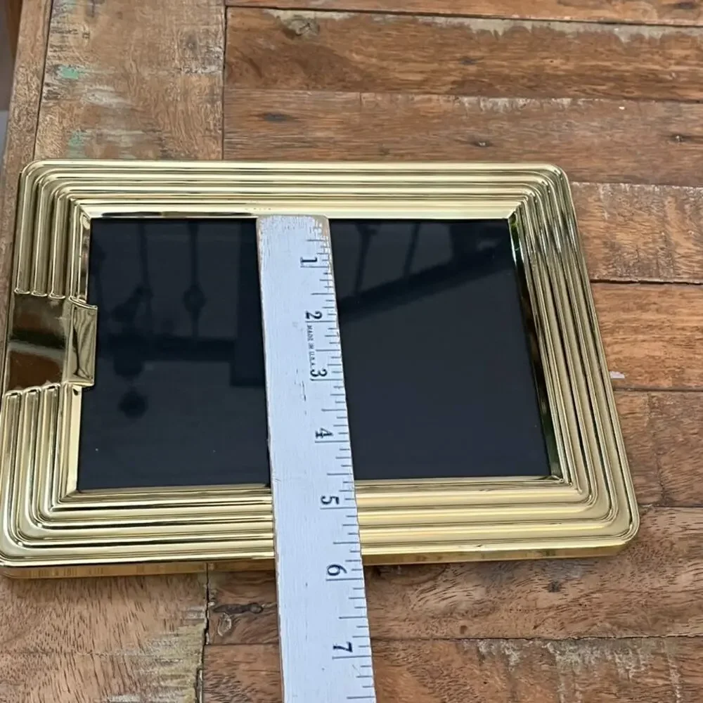 Vintage Solid Brass Striped Metal Gold Photo Frames Fits 5x7 Photos Minimalist